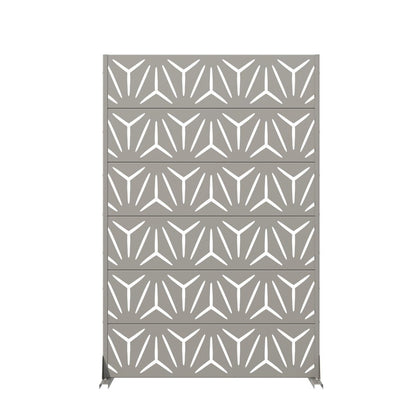 72" Gray Abstract Geometric Steel Outdoor Privacy Screen HomeRoots