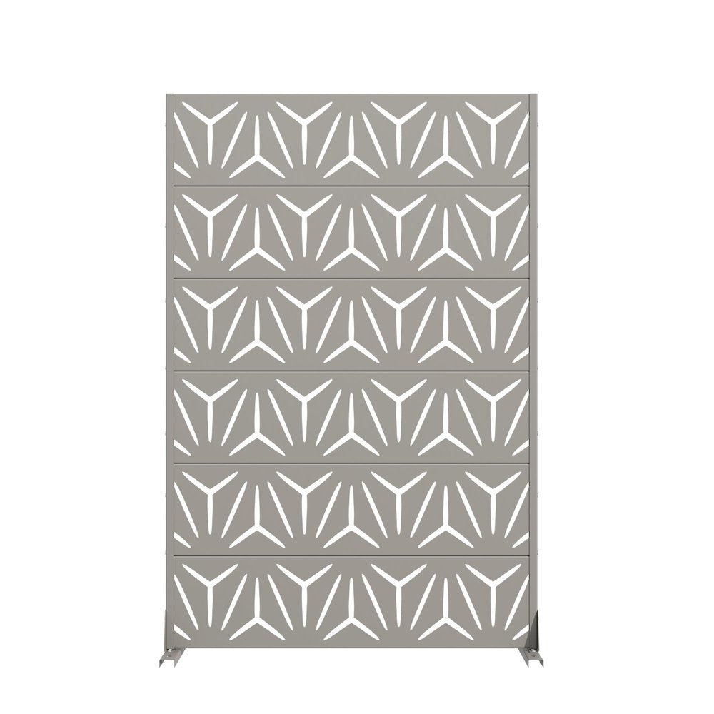 72" Gray Abstract Geometric Steel Outdoor Privacy Screen HomeRoots