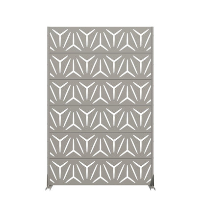 72" Gray Abstract Geometric Steel Outdoor Privacy Screen HomeRoots