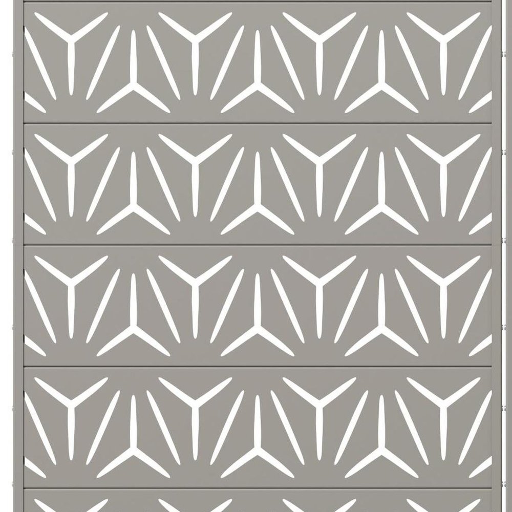 Set Of Two Gray Abstract Geometric Steel Two Panel Outdoor Privacy Screen — view 3