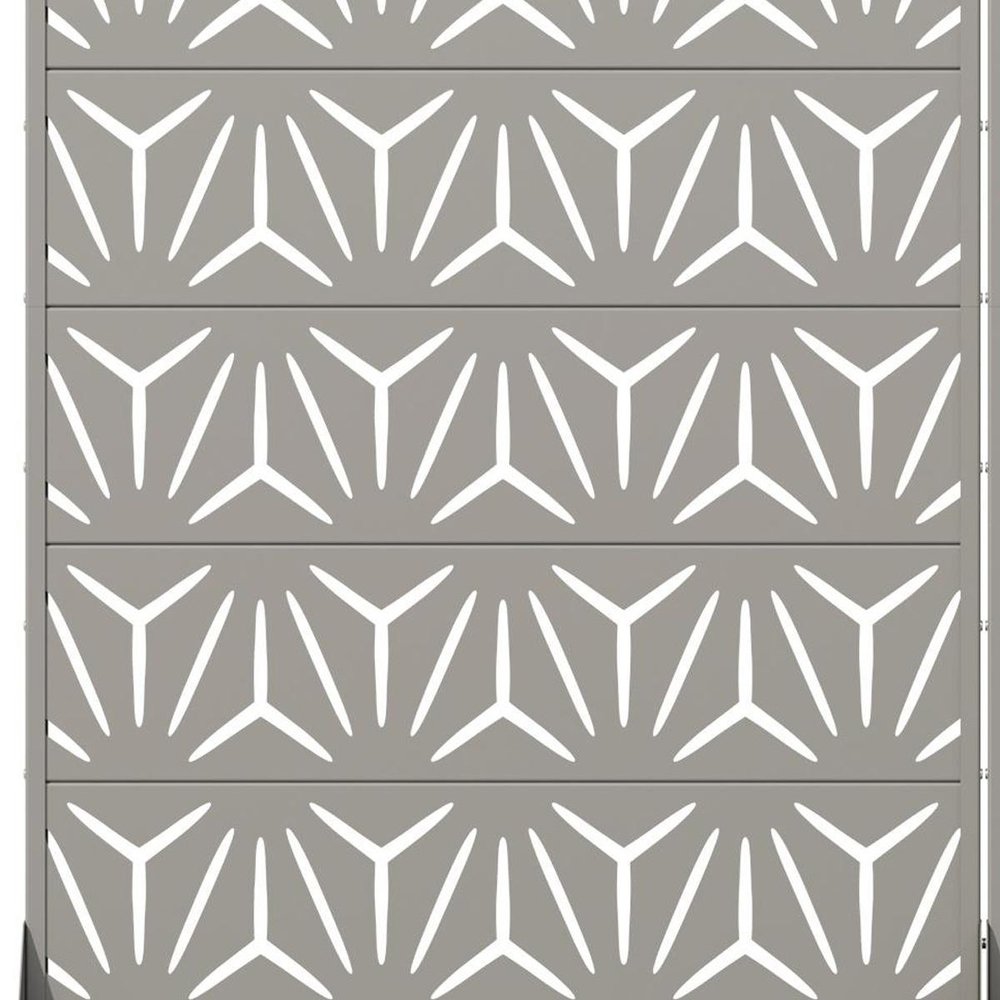 Set Of Two Gray Abstract Geometric Steel Two Panel Outdoor Privacy Screen — view 4