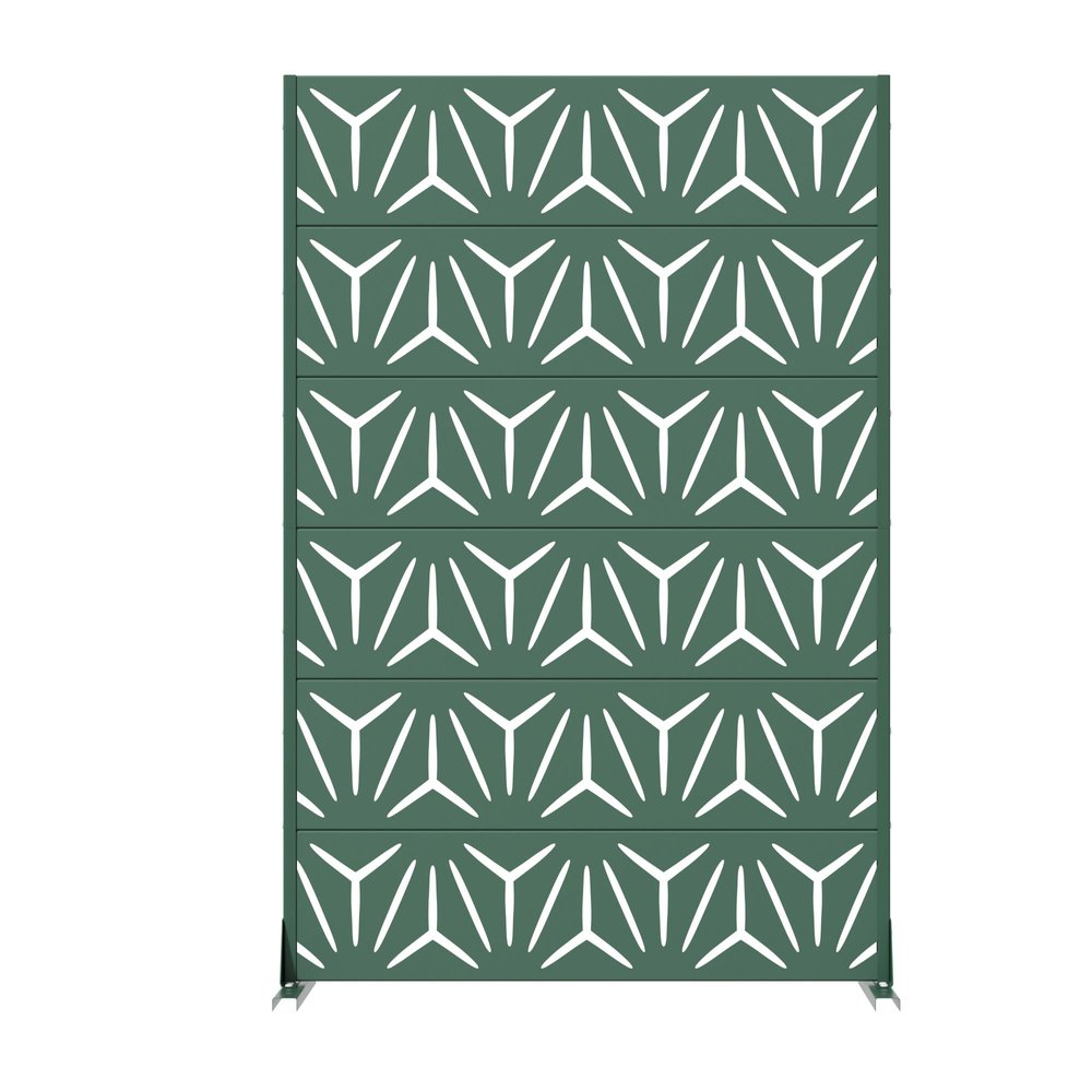 72" Green Abstract Geometric Steel Outdoor Privacy Screen HomeRoots
