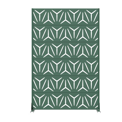 72" Green Abstract Geometric Steel Outdoor Privacy Screen HomeRoots