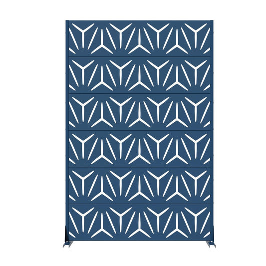 72" Blue Abstract Geometric Steel Outdoor Privacy Screen