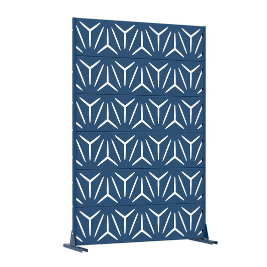 72" Blue Abstract Geometric Steel Outdoor Privacy Screen