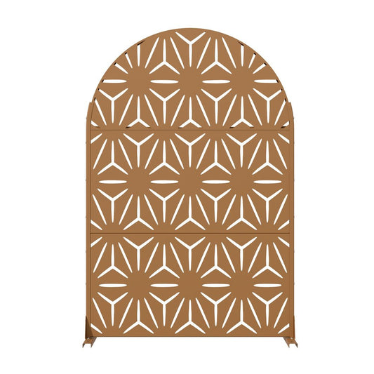 72" Brown Abstract Geometric Steel Outdoor Privacy Screen