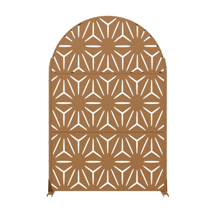72" Brown Abstract Geometric Steel Outdoor Privacy Screen HomeRoots
