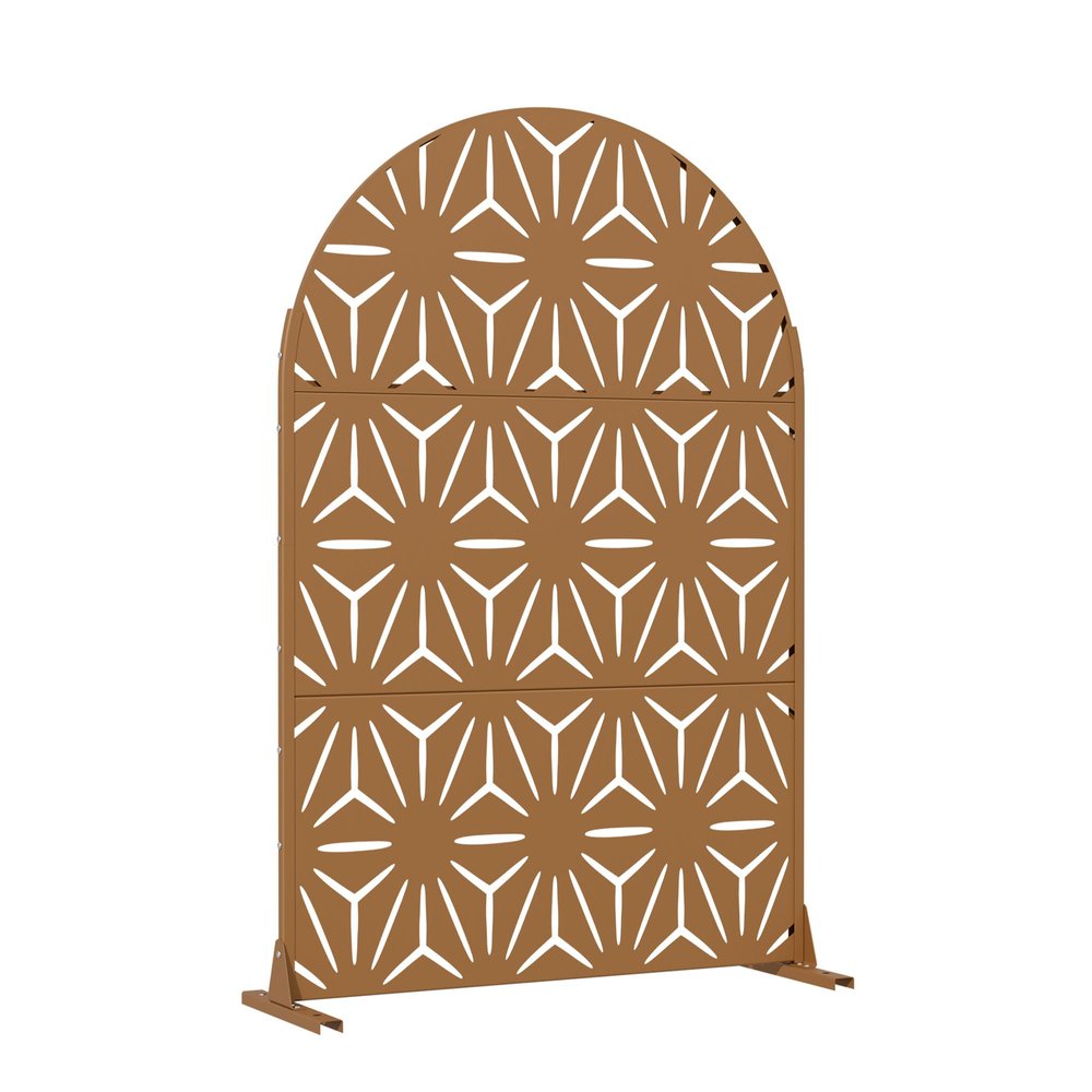 72" Brown Abstract Geometric Steel Outdoor Privacy Screen — view 2