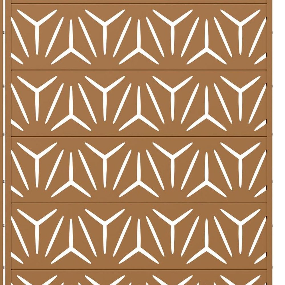 Set Of Two Brown Abstract Geometric Steel Two Panel Outdoor Privacy Screen — view 3
