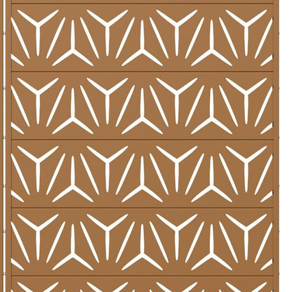 Set Of Two Brown Abstract Geometric Steel Two Panel Outdoor Privacy Screen HomeRoots