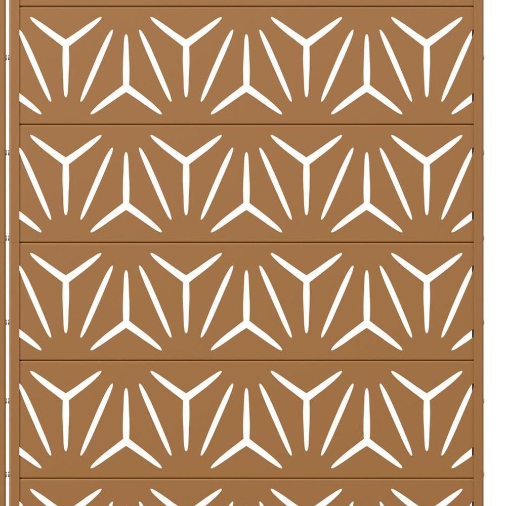 Set Of Two Brown Abstract Geometric Steel Two Panel Outdoor Privacy Screen — view 4