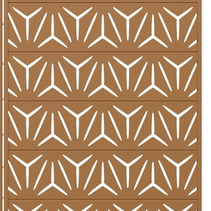 Set Of Two Brown Abstract Geometric Steel Two Panel Outdoor Privacy Screen HomeRoots