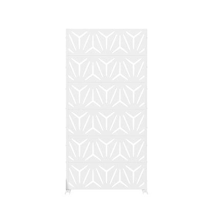 72" White Abstract Geometric Steel Outdoor Privacy Screen HomeRoots