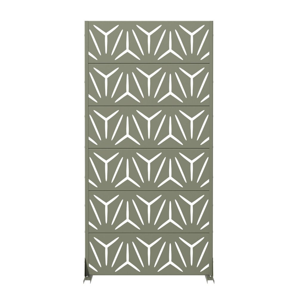 72" Gray Abstract Geometric Steel Outdoor Privacy Screen — view 1