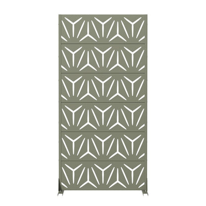 72" Gray Abstract Geometric Steel Outdoor Privacy Screen HomeRoots