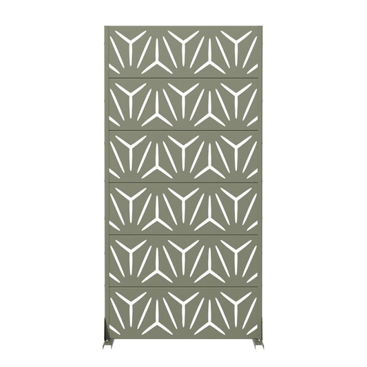 72" Gray Abstract Geometric Steel Outdoor Privacy Screen