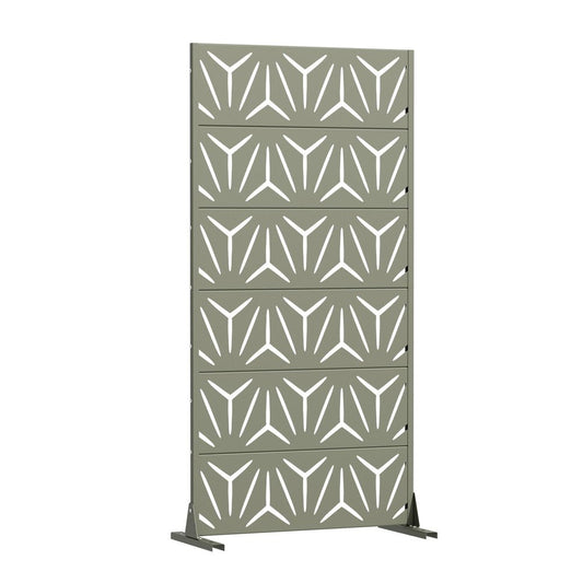 72" Gray Abstract Geometric Steel Outdoor Privacy Screen