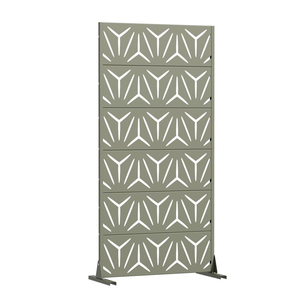 72" Gray Abstract Geometric Steel Outdoor Privacy Screen HomeRoots
