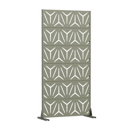 72" Gray Abstract Geometric Steel Outdoor Privacy Screen HomeRoots