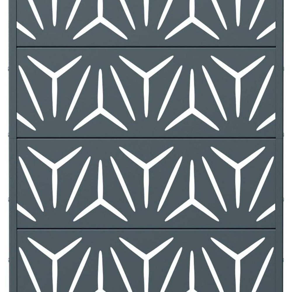 72" Gray Abstract Geometric Steel Outdoor Privacy Screen HomeRoots