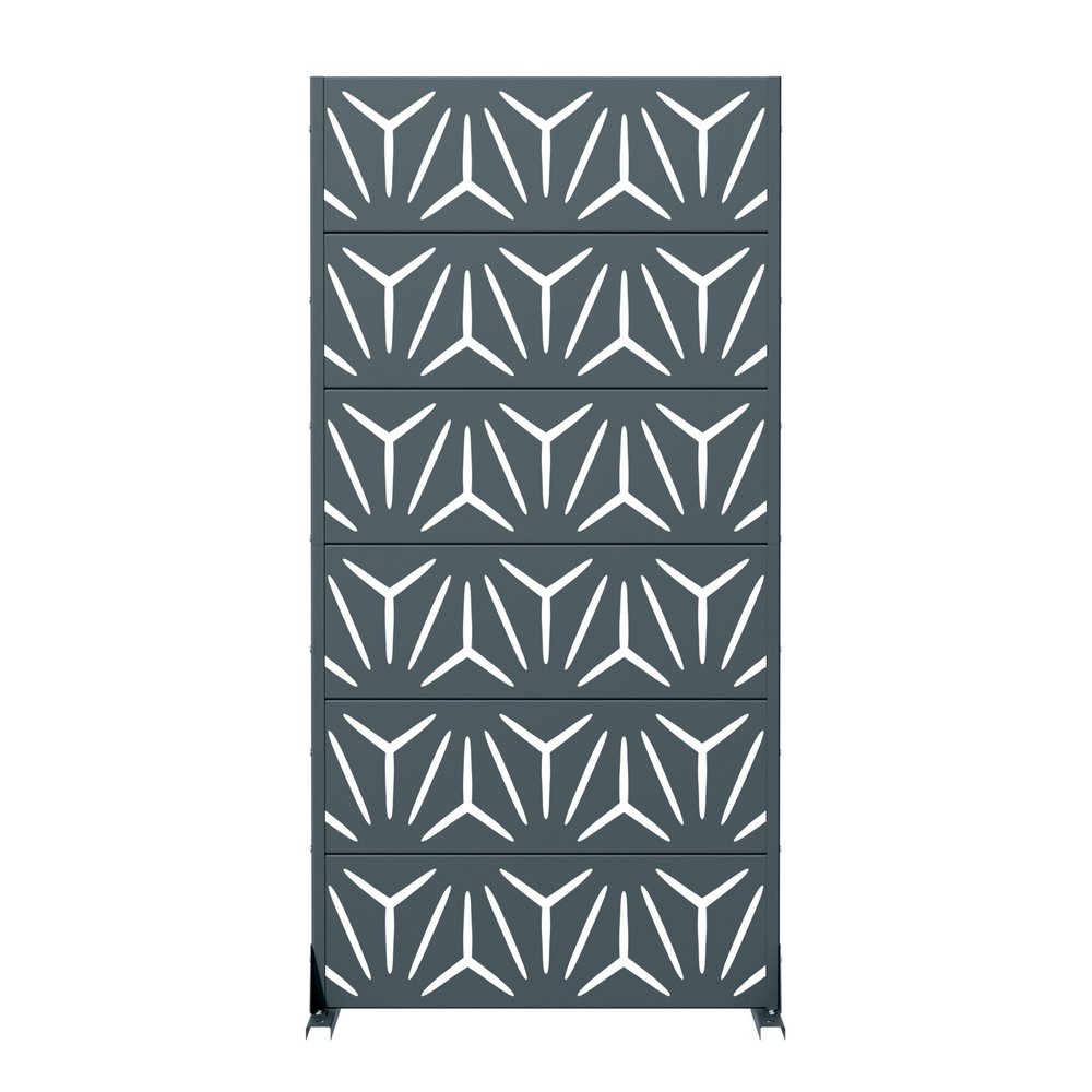 72" Gray Abstract Geometric Steel Outdoor Privacy Screen HomeRoots