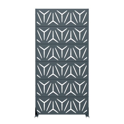 72" Gray Abstract Geometric Steel Outdoor Privacy Screen HomeRoots
