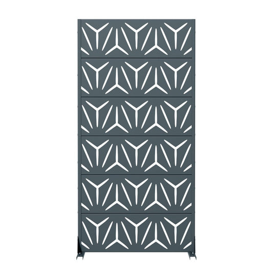72" Gray Abstract Geometric Steel Outdoor Privacy Screen