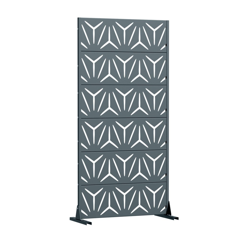 72" Gray Abstract Geometric Steel Outdoor Privacy Screen HomeRoots