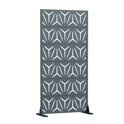 72" Gray Abstract Geometric Steel Outdoor Privacy Screen HomeRoots