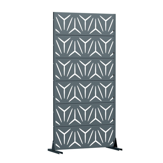 72" Gray Abstract Geometric Steel Outdoor Privacy Screen