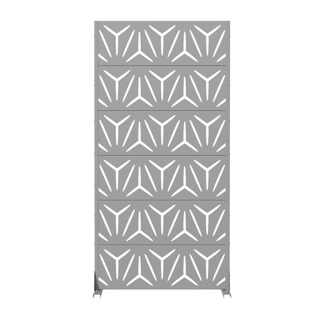 72" Gray Abstract Geometric Steel Outdoor Privacy Screen HomeRoots