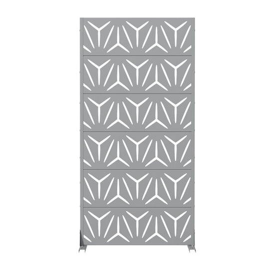 72" Gray Abstract Geometric Steel Outdoor Privacy Screen