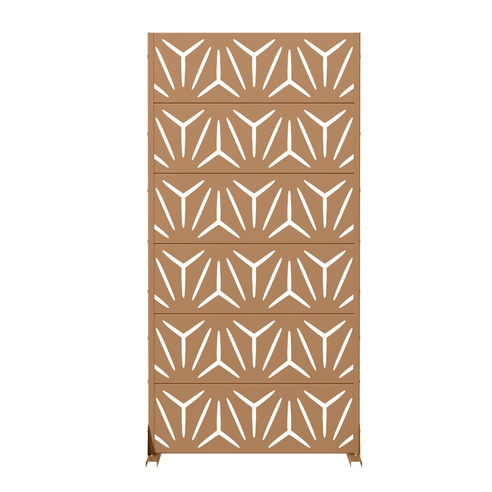 72" Brown Abstract Geometric Steel Outdoor Privacy Screen HomeRoots