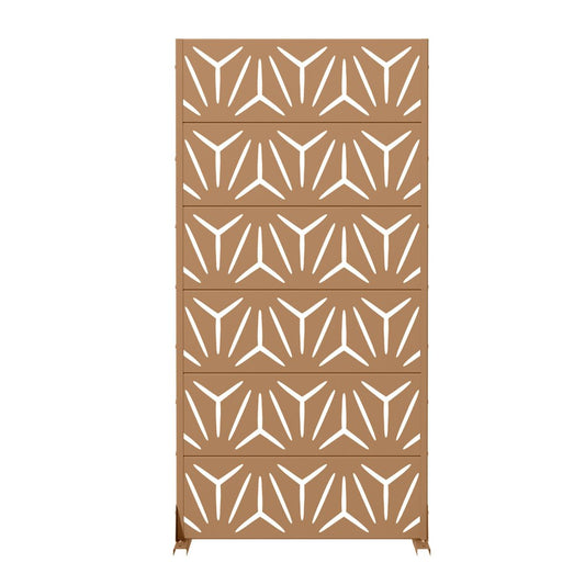 72" Brown Abstract Geometric Steel Outdoor Privacy Screen