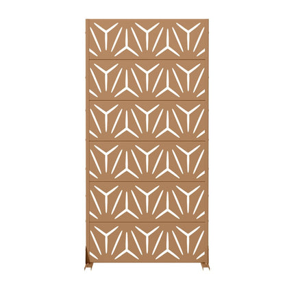 72" Brown Abstract Geometric Steel Outdoor Privacy Screen