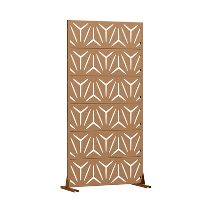 72" Brown Abstract Geometric Steel Outdoor Privacy Screen HomeRoots