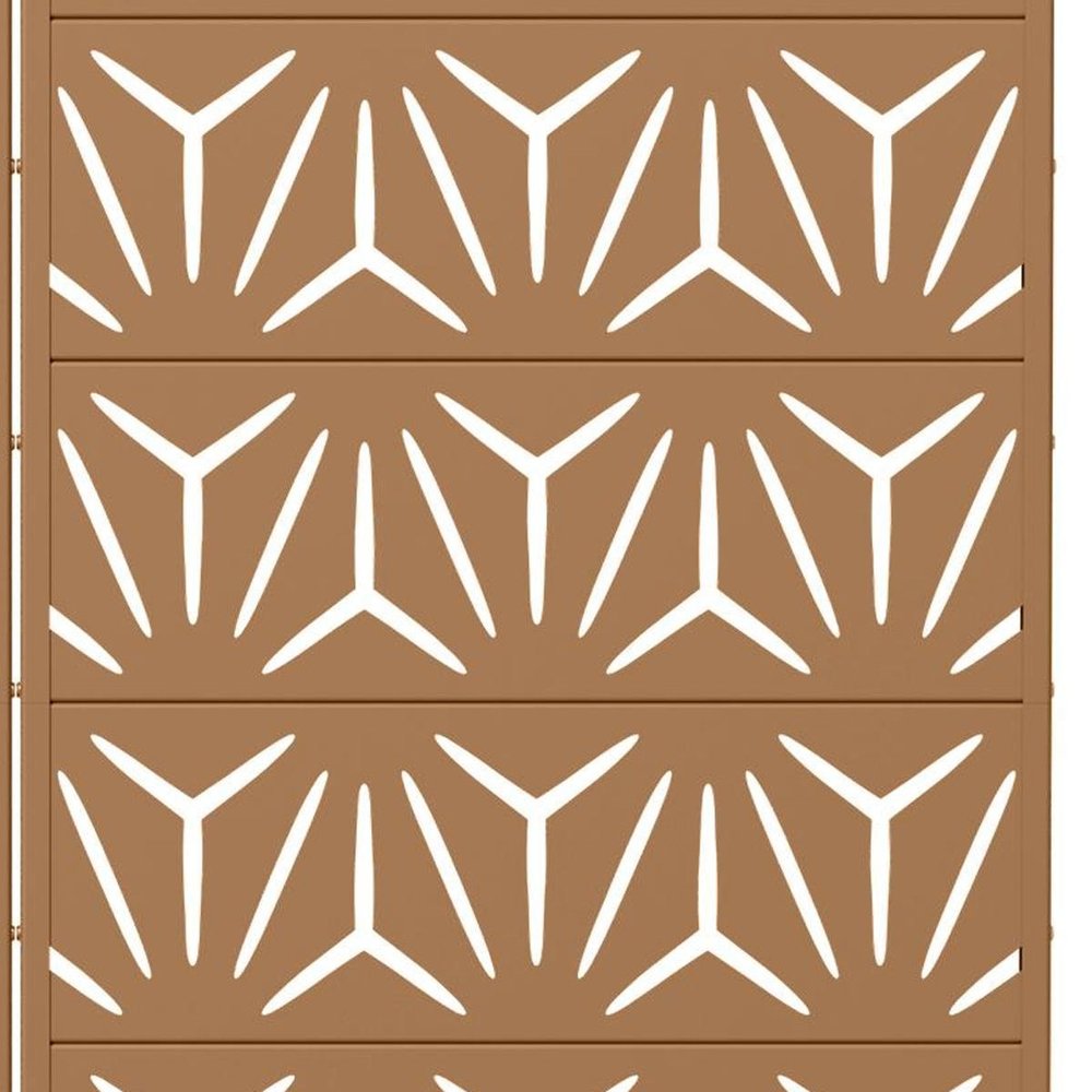 Set Of Two Brown Abstract Geometric Steel Two Panel Outdoor Privacy Screen HomeRoots