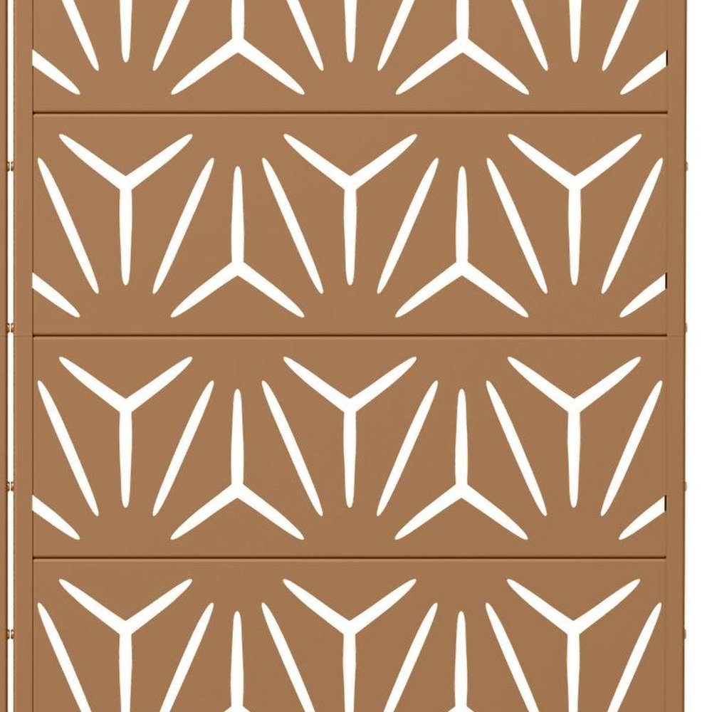 Set Of Two Brown Abstract Geometric Steel Two Panel Outdoor Privacy Screen HomeRoots