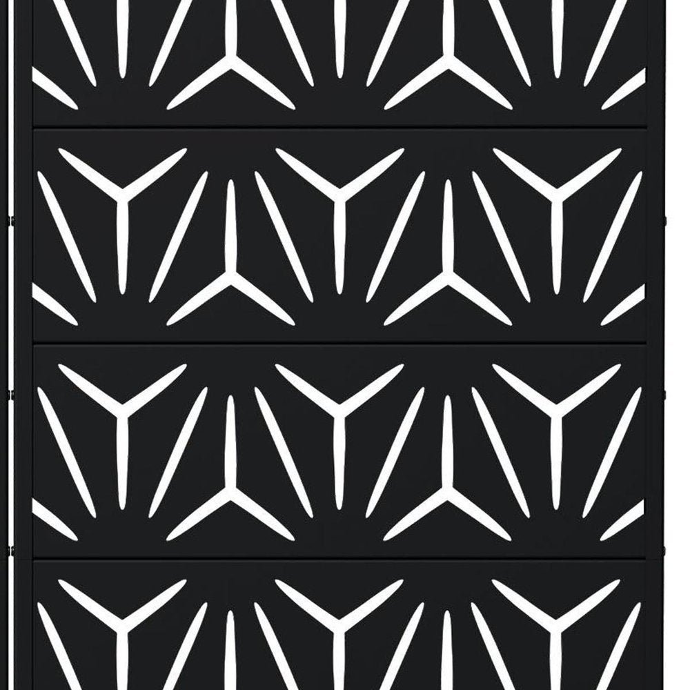 Set Of Two Black Abstract Geometric Steel Two Panel Outdoor Privacy Screen HomeRoots