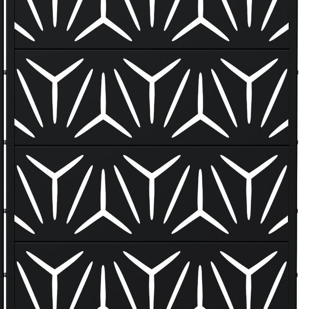 Set Of Two Black Abstract Geometric Steel Two Panel Outdoor Privacy Screen HomeRoots