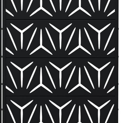 Set Of Two Black Abstract Geometric Steel Two Panel Outdoor Privacy Screen HomeRoots