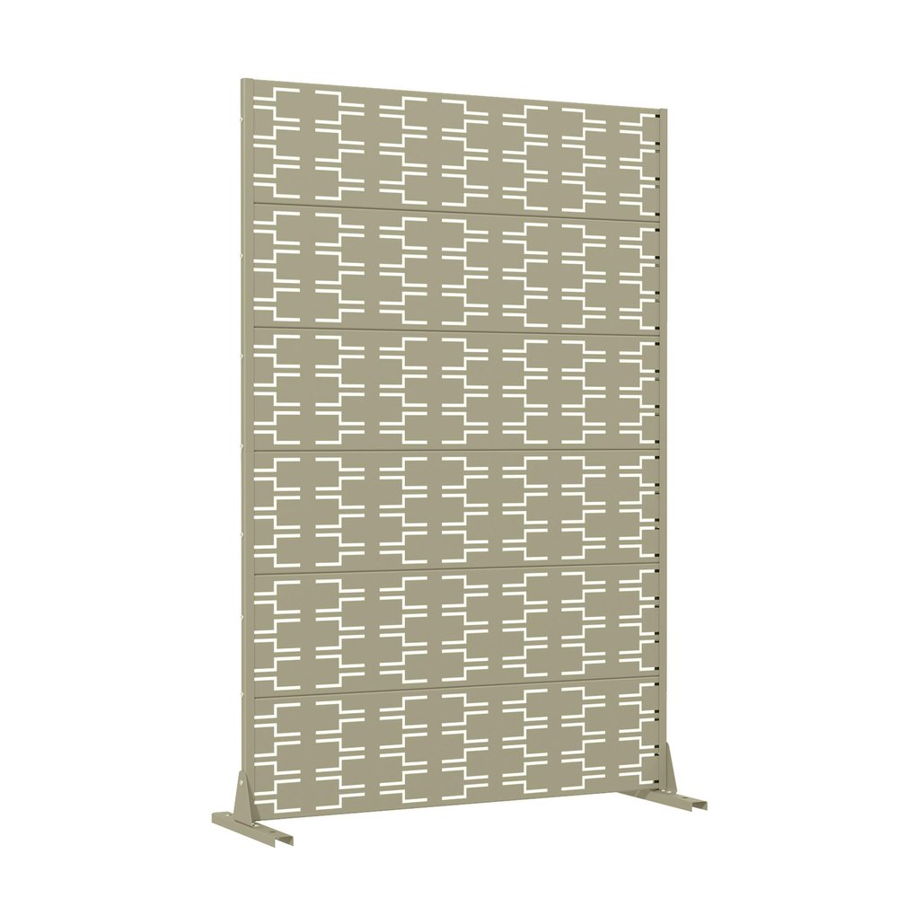 72" Gray Abstract Geometric Steel Outdoor Privacy Screen HomeRoots