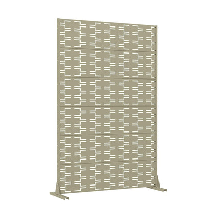 72" Gray Abstract Geometric Steel Outdoor Privacy Screen HomeRoots