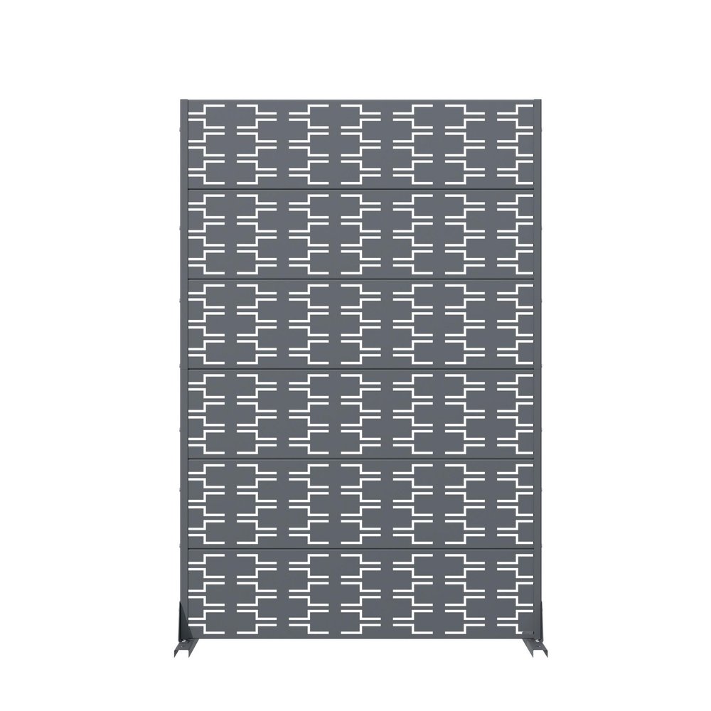 72" Gray Abstract Geometric Steel Outdoor Privacy Screen HomeRoots