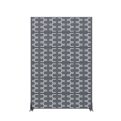 72" Gray Abstract Geometric Steel Outdoor Privacy Screen HomeRoots