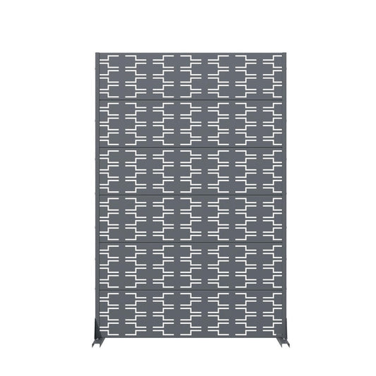 72" Gray Abstract Geometric Steel Outdoor Privacy Screen