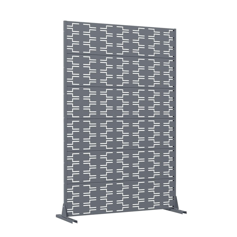 72" Gray Abstract Geometric Steel Outdoor Privacy Screen — view 2