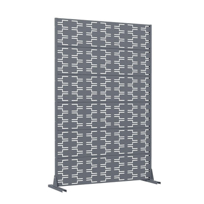 72" Gray Abstract Geometric Steel Outdoor Privacy Screen HomeRoots