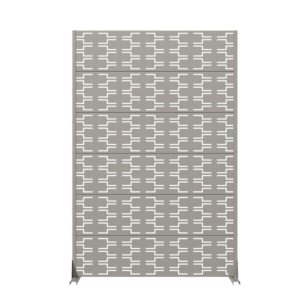 72" Gray Abstract Geometric Steel Outdoor Privacy Screen — view 1