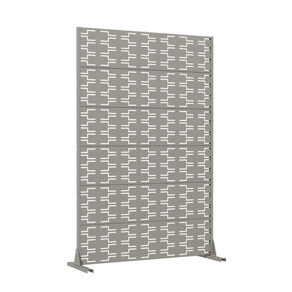 72" Gray Abstract Geometric Steel Outdoor Privacy Screen HomeRoots